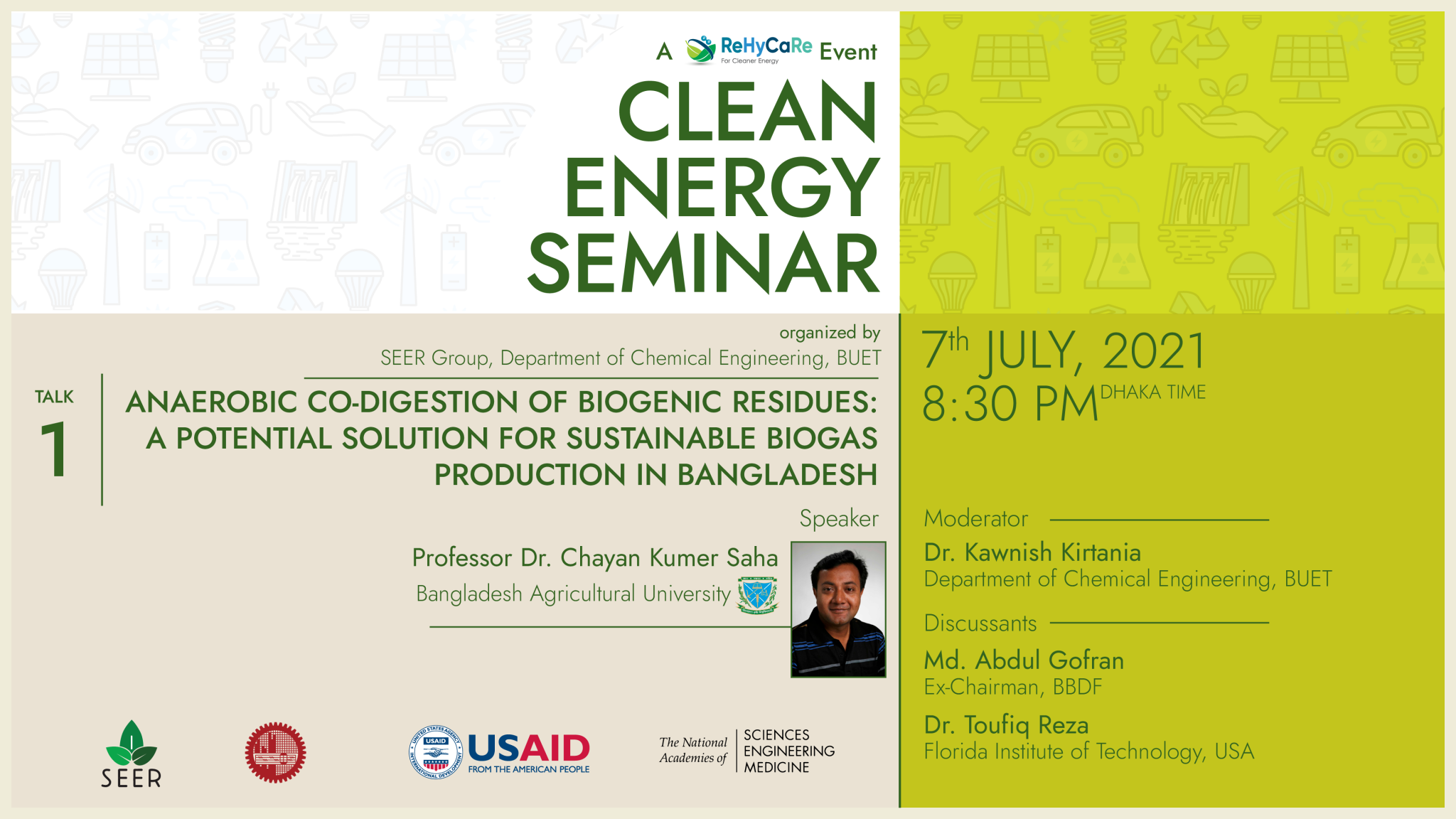 Clean Energy Seminar: Event Starts on July 7, 2021